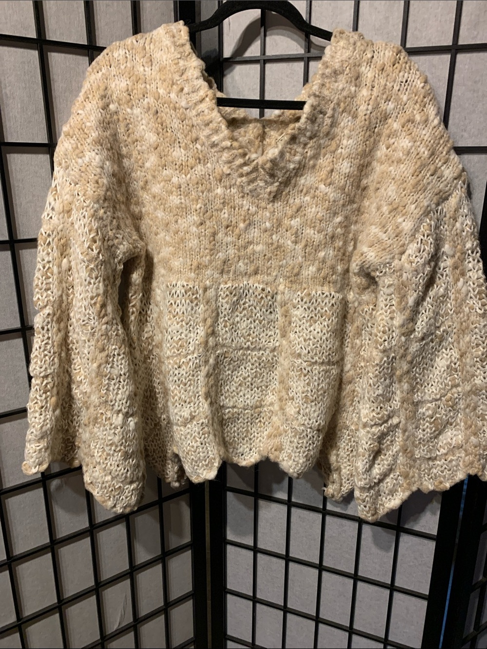 Bad Little Country Girl Chunky V-Neck Sweater in Cream Size Medium
